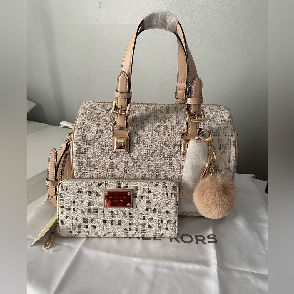 Michael Kors Grayson satchel with matching wallet